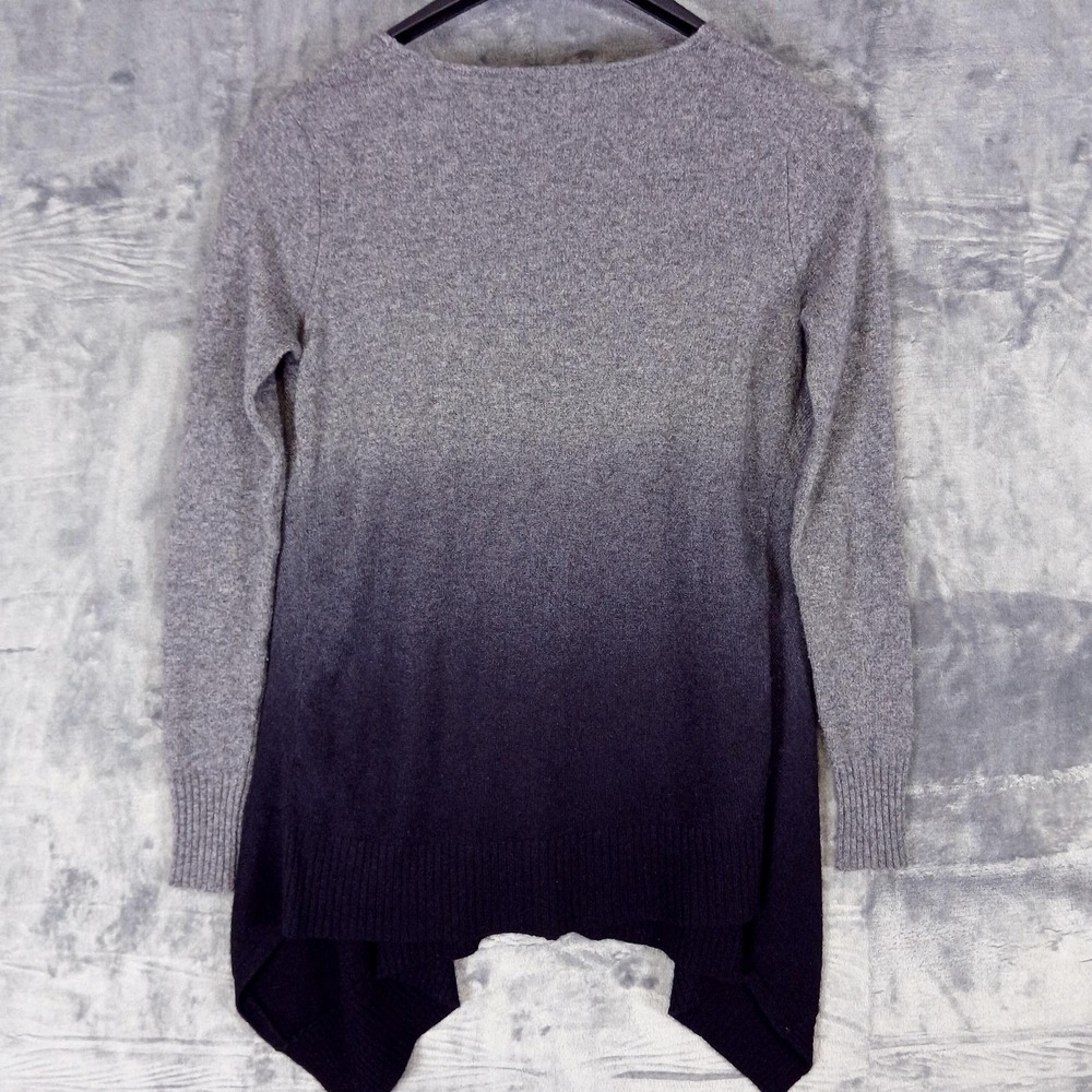 Saks Fifth Avenue Sweater Womens XS Gray Black Cashmere Ombre Tunic V Neck - Picture 2 of 9